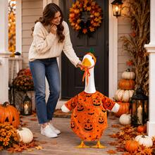 Halloween Porch Goose Outfit Pumpkin Goose Costume For Outdoor Lawn Decor | For 23" Lawn Plastic/Cement Statue, Courtyard Garden Patio Yard Decoration - Type a - View 5