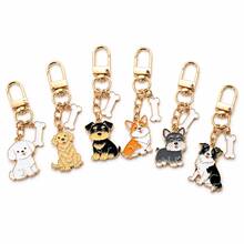 Cute Enamel Dog Keychain With Bone Charm, Gold-Tone Pet Lover Bag Pendant, Y2K Purse Backpack Accessory, Everyday Gift - Multicolor - View 6