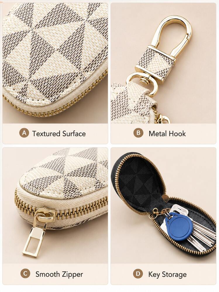 Dompet Kunci Mobil Gaya Vintage, Tas Organizer Kunci Universal dengan Penutup Resleting dan Desain Penyimpanan Multifungsi, Organizer Kunci Kompak Unisex, Aksesori Mobil, Perlengkapan Perjalanan, Tas Penyimpanan Kunci Rumah, Organizer Bawaan Sehari-hari - MultiWarna - View 6
