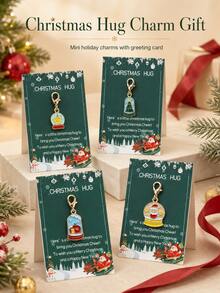Christmas Themed Keychains With Greeting Card, Santa, Snowman, Gingerbread, Bell And Reindeer Charms, Holiday Gift For Friends And Family - Multicolor - View 8
