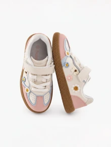 Balabala 2025 Autumn New Girls' Low-Top German Sports Shoes, Color Block Design - White and Red - View 1