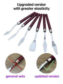 Red Handle Palette Knife Set - 6pcs/4pcs/2pcs. Stainless Steel Scraper. Suitable For Oil Painting, Acrylic Painting, Watercolor Painting. Suitable For Canvas Painting, DIY Crafts And Pottery Painting Tools. - Multicolor - View 3