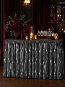 1pc Minimalist Solid Color Daily Table Skirt, Modern Simple Style Polyester Rectangular Table Skirt, Neatly Covers Table Legs And Under-Table Clutter, Combines Decorative And Dust-Proof Functions, Suitable For Dining Room, Kitchen, Living Room, Gathering, Banquet, Party And All-Season Home Decor - Black - View 8
