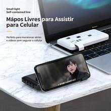 Power Bank Bateria Externa 20000mAh Portátil Carregamento Rápido, 4 Cabos Embutidos Universal para Celulares - Preto - Visão 2