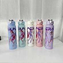 KPop Demon Hunters 1pc K-Pop Demon Hunter Girl Group 5-Color Cartoon Anime Style Anti-Spill Flip Lid Sports Water Bottle, Back To School Essential, Car Accessory, Portable & Fashionable Design, 800ml-27oz Travel Cup With Strap, Straw And Lid, Cute Design, High Quality, Leak-Proof, Shock-Resistant, Durable Outdoor Sports Water Cup, Large Capacity Portable Cup, Suitable For Short Trips, Hiking, Picnic, Running, Fitness, Mother's Day, Halloween - One Size Fits All - View 6