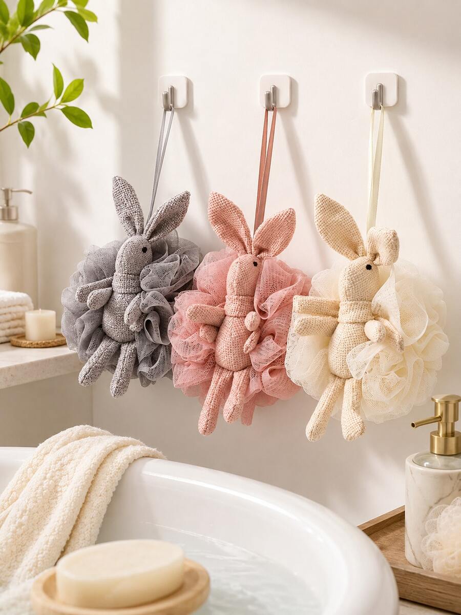 Wish Rabbit Bath Scrubbing Towel Home Use Bath Sponge Ball Exfoliating Scrubbing Tool Cartoon Bath Flower - Multicolor - View 1