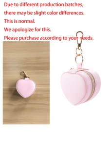 1pc Heart-Shaped Jewelry Travel Storage Box, Portable Jewelry Organizer With Ring Slots, Necklace Pocket And Earring Compartments, Compact Zipper Jewelry Case For Travel, Daily Use And Gifting - Multicolor - View 13