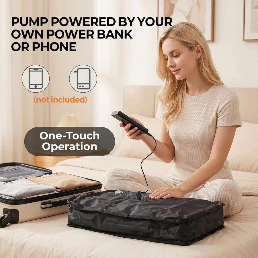 Powerful Electric Vacuum Compression Bags Airtight Travel Bags Clothing Cabinet Storage Organizer Suitcase Storage Bags Suitable For Travel And Business Trips,Travel Essential,Room Decor - View 1