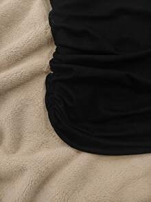 Camiseta de malla de unicolor de alta elasticidad, casual, negra para el verano - Negro - Ver 7