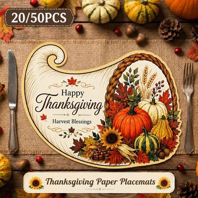 20/50Pcs Thanksgiving Fruit Basket Paper Placemats, Multi-Scene Use Table Mats, Fruit Basket Shaped Cartoon Style Placemats, Suitable For Thanksgiving, Harvest Festival Table Decoration