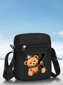 1pc/2pcs Crown Bear Personalized Pattern Design Printed Unisex Curved Brim Baseball Cap And Crossbody Bag, Street Fashion Outdoor Sports Baseball Cap And Bag, Adjustable, Gift For Yourself Or Friends - Multicolor - View 5