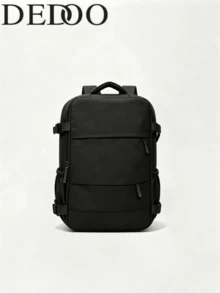 Dedoo Black Water Resistant Nylon Large Travel Backpack,Multi Compartments Side Pocket Adjustable Buckle Straps For Air Travel School Gym Weekend Daily Work - Black - View 2