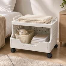 Foldable Rolling Storage Cart With Wheels, ABS Open-Front Mobile Organizer With TopTray & Handles Bathroom Storage Organizer Laundry Room Utility Cart Mobile Shelving Unit, Multi-Purpose For Kitchen Dorm Office Bathroom Laundry - View 6