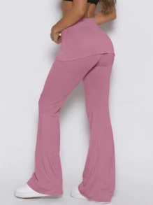 Never me Women's High Waist Layered Skorts, Flared Floor-Length Yoga Pilates Outdoor Jogging Daily Commute - Hot Pink - View 7