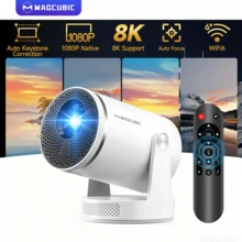 【Magcubic HY320Pro 家用便攜投影機】原生 1080P FULL HD，Android 14 智慧投影機，支援 WiFi6、BT5.4，自動對焦與梯形校正，180 度可旋轉家用劇院投影機，適用臥室、後院、遊戲 - 白色 - 查看 6