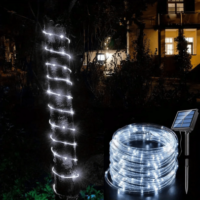 1pc 50led/100led/200led/300led 7m/12m/22m/32m Solar Powered String Lights, 8 Modes, Outdoor Lighting Suitable For Garden, Backyard, Patio, Deck, Porch, Pool, Tree Decoration [Solar Powered]