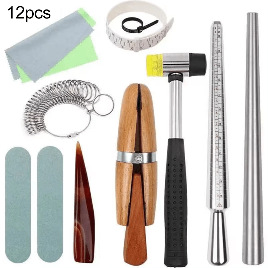 KLONKEE 4pcs/12pcs Ring Size Measurement Tools & Jewelry Tool Set, Includes Manual Ring Making Measurement Tools, Suitable For Ring Resizing - Multicolor - View 1
