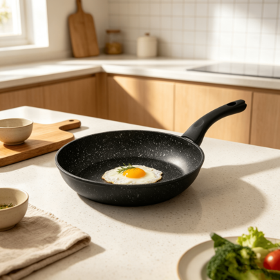 Leichte 24 cm Aluminium-Keramik-Bratpfanne mit Antihaftbeschichtung, geeignet für Gas-, Induktions-, Keramik- und Halogenherde; nur Handwäsche