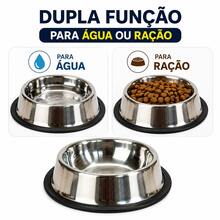 Comedouro Bebedouro Pet Inox 15cm com Base Antiderrapante para Cães e Gatos Pote para Ração e Água - 100ml - Visão 3