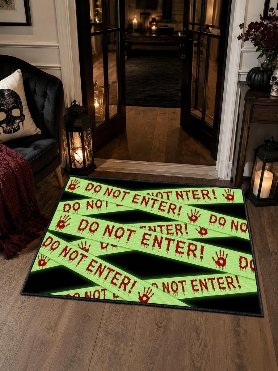 1-Pc Halloween Outdoor Non-Slip Doormat, Bathroom Mat, Kitchen Mat, Decorative Rug, Multi-Functional Mat, Hallway Rug, Soft, Convenient, Slip-Resistant, Kitchen Indoor/Outdoor Entrance, Bedroom, Home Decoration, Machine Washable. - Multicolor - View 1