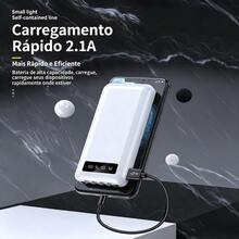 Power Bank Bateria Externa 20000mAh Portátil Carregamento Rápido, 4 Cabos Embutidos Universal para Celulares - Preto - Visão 6