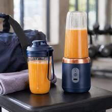 Blender Portabel 2 Buah, Juicer Mini Elektrik USB, Kapasitas 400ml, Dapat Diisi Ulang, Pembuat Smoothie Pribadi Nirkabel, Dilengkapi Gelas Minum Tambahan, Cocok untuk Rumah, Perjalanan, Gym, dan Dapur. Blender untuk Jus Buah dan Sayuran. - MultiWarna - View 6