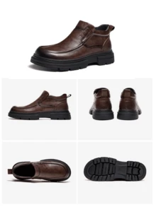 CAMEL CROWN Men's Business Casual Leather Shoes, Soft Sole, Non-Slip, Comfortable, Breathable, Suitable For Formal Occasions - Brown - View 4