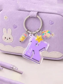 Custom Name Keychain Personalized Kids Bag Name Tag With Charms, Kids Bag Tag With Icon For Backpack, Lunch Box Tag, Back To School Gifts - Multicolor - View 4
