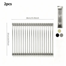 1‑Piece Draining Heat‑Resistant Rack, Holds Tableware And Kitchen Utensils, Can Be Rolled Up For Storage When Not In Use, Saves Kitchen Space, And Fits Most Sinks. - Random Color - View 11