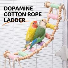 1件裝彩色鸚鵡棉繩梯，易安裝鳥類攀爬鞦韆，鳥兒啃咬玩具棲架，虎牡丹小鸚鵡鳥籠配件 - 繩索軟梯 - 查看 1