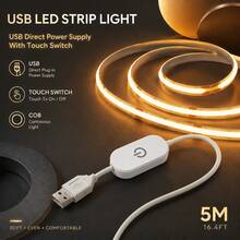 1 buah Lampu Strip LED COB, 3 Suhu Warna, 5m Bertenaga USB 320 LED/M, Pemotongan Fleksibel, Pencahayaan Tanpa Sambungan yang Dapat Diredupkan, Portabel, Perekat Mandiri untuk Pemasangan Mudah, Panjang Dapat Disesuaikan dan Dapat Dilipat, Cocok untuk Kamar Tidur, Ruang Tamu, Lampu Latar TV, Lampu Pengisi Cermin Rias dan Lainnya, Hadiah Liburan - MultiWarna - View 4
