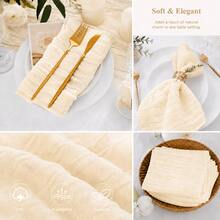 60pcs Beige Gauze Napkins 20x20 Inch Soft Crinkled Gauze Napkins Reusable Washable Bohemian Rustic Style Tablecloth Napkins Suitable For Wedding Bridal Shower Baby Shower Birthday Party Reception Restaurant Home Dining Decoration - Beige - View 7