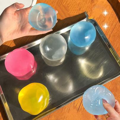 Bola de cristal transparente rellena de aceite de coco, juguete antiestrés maleable ASMR para las yemas de los dedos, juguete de gel brillante sin rebote y elástico, regalo antiestrés de escritorio con adhesión para los dedos, transparente y colorido, adecuado para adolescentes y adultos
