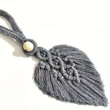 2pcs/Set Handmade Woven Cotton Rope Bohemian Style Leaf Pattern Tassel Curtain Tiebacks With Adjustable Vintage Wooden Bead Decor, Fashionable Curtain Tiebacks For Bedroom, Living Room, Kitchen And Vacation Home - Multicolor - View 9