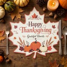 20/50Pcs Thanksgiving Maple Leaf Paper Placemats, Multi-Scenario Use Table Mats, Maple Leaf Shaped Cartoon Style Placemats, Suitable For Thanksgiving, Harvest Festival Table Decoration - View 5