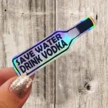 Water Bottle Save Water, Drink Vodka, Expressing "No Water Today, Only Alcohol" Happy Slacking, Waterproof Vinyl Sticker - Durable Smooth Surface, Self-Adhesive Bumper Sticker, Suitable For Cars, Windows, Laptops, Trucks, Water Bottles - Multi-Functional Durable Design, Car Sticker - Vinyl - View 1