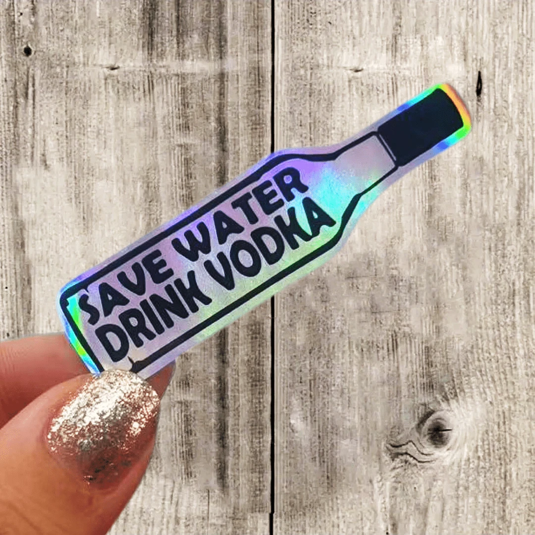 Water Bottle Save Water, Drink Vodka, Expressing "No Water Today, Only Alcohol" Happy Slacking, Waterproof Vinyl Sticker - Durable Smooth Surface, Self-Adhesive Bumper Sticker, Suitable For Cars, Windows, Laptops, Trucks, Water Bottles - Multi-Functional Durable Design, Car Sticker - Vinyl - View 1