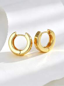 Charm-In Women's Copper Plated 18K Gold Small Thick Hoop Earrings, Lightweight Classic Fashion, Suitable For Daily Wear And Special Occasions, Exquisite Gift - Gold - View 1