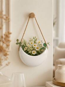 1pc Moon-Shaped Hanging Planter – Wall-Mounted Basket For Green Plants; Balcony & Home Decor Container; Decorative Hanging Ornament; Succulent Planter - A - View 3
