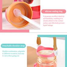 1pc 400ml/13oz Cartoon Straw Water Cup, Dual Handle Straw Cup, Safety Lock, Convenient Strap, Suitable For Daily Use - Multicolor - View 6