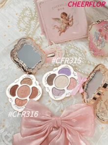 CHEERFLOR Palet Eyeshadow Gaya Retro Barat 5 Warna dengan Cermin, Eyeshadow Matte dan Shimmer, Pigmentasi Tinggi, Tahan Lama, Tekstur Halus, Desain Baki Dalam yang Elegan, Termasuk Highlighter dan Blush, Palet Makeup All-in-One - #CFR316 - View 6