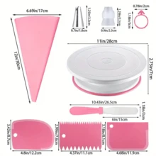 134pcs Cake Decorating Tools, Includes 11-Inch Cake Turntable, 110pcs 9.8-Inch Thickened Piping Bags, 12pcs Piping Tips, Cake Spatula And Other Piping Tools, Suitable For Home Baking, Buttercream DIY - View 4