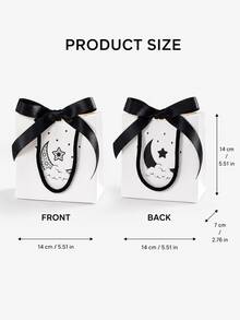 1/2/3/6 Pcs Reusable Double Sided Star Moon Print Bow Handheld Gift Bags Candy Bakery Packaging For Wedding Birthday Party Favor Lunch Shopping Pouches - Multicolor - View 2