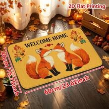 1/2pcs Autumn Welcome Home Theme Flannel Doormat, Two Kissing Foxes Pattern With Heart And Floral Design, Soft Comfortable Absorbent Non-Slip Machine Washable, Multi-Functional Home Floor Mat For Entryway, Hallway, Living Room, Bedroom, Kitchen, Bathroom, Laundry Room, Patio, Autumn Thanksgiving Holiday Decor - Multicolor - View 16