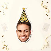 UNICCUT Customized Luxury Birthday Hat With Photo & Age Sticker, Personalized Face Photo Label Sticker, Birthday Party Decoration Gift Card, Prom, Birthday Party Decor, Holographic - Multicolor - View 8