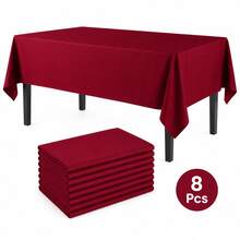 8pcs Disposable Rectangular Solid Color Tablecloth Plastic PEVA Dessert Table Party Decoration Waterproof Oil-Proof Table Cover - Multicolor - View 9