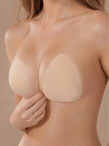 1 Pair Ultra-Thin Solid Color Silicone Breast Lift Tape, Invisible Seamless Water Drop Shaped Breast Pads - Multicolor - View 2