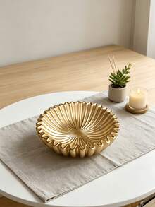 1件波浪紋理樹脂裝飾碗，鍍金雕花設計，精巧15*5cm，桌面收納與裝飾雙用奢華擺件，適用於客廳、浴室、玄關、餐桌，適合個人使用或送禮 - O - 查看 11