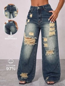 Y2K Carnival Street Purple High Waist Slant Pocket Straight Leg Jeans Casual Spring Fall - Navy Blue - View 8