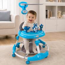 THE BABY SHOP Walker With Musical Rabbit Jumping Mat Mod Tek-205 - Blue - View 1